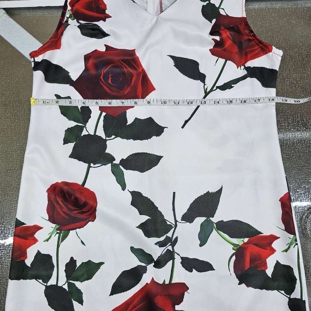 Rose Print Sleeveless Dress L Floral, Romantic, Elegant, Summer Chic - Picture 6 of 9